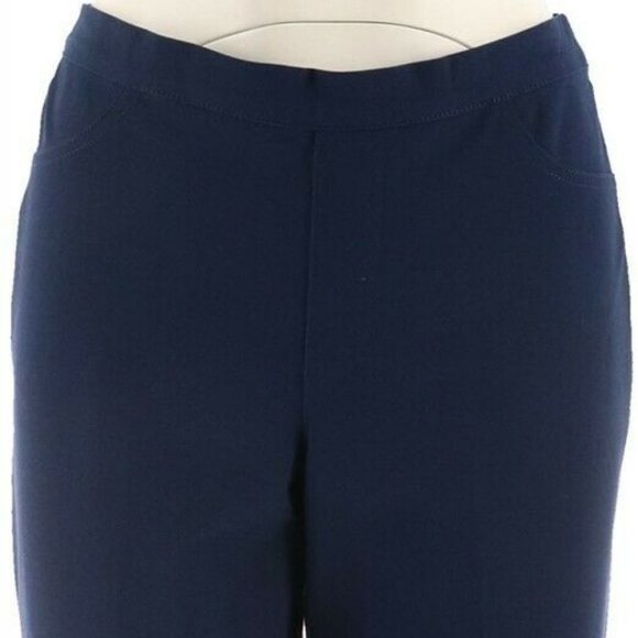 NWT ISAAC MIZRAHI STRETCH STRAIGHT LEG PANTS DARK NAVY 4 - Picture 2 of 10